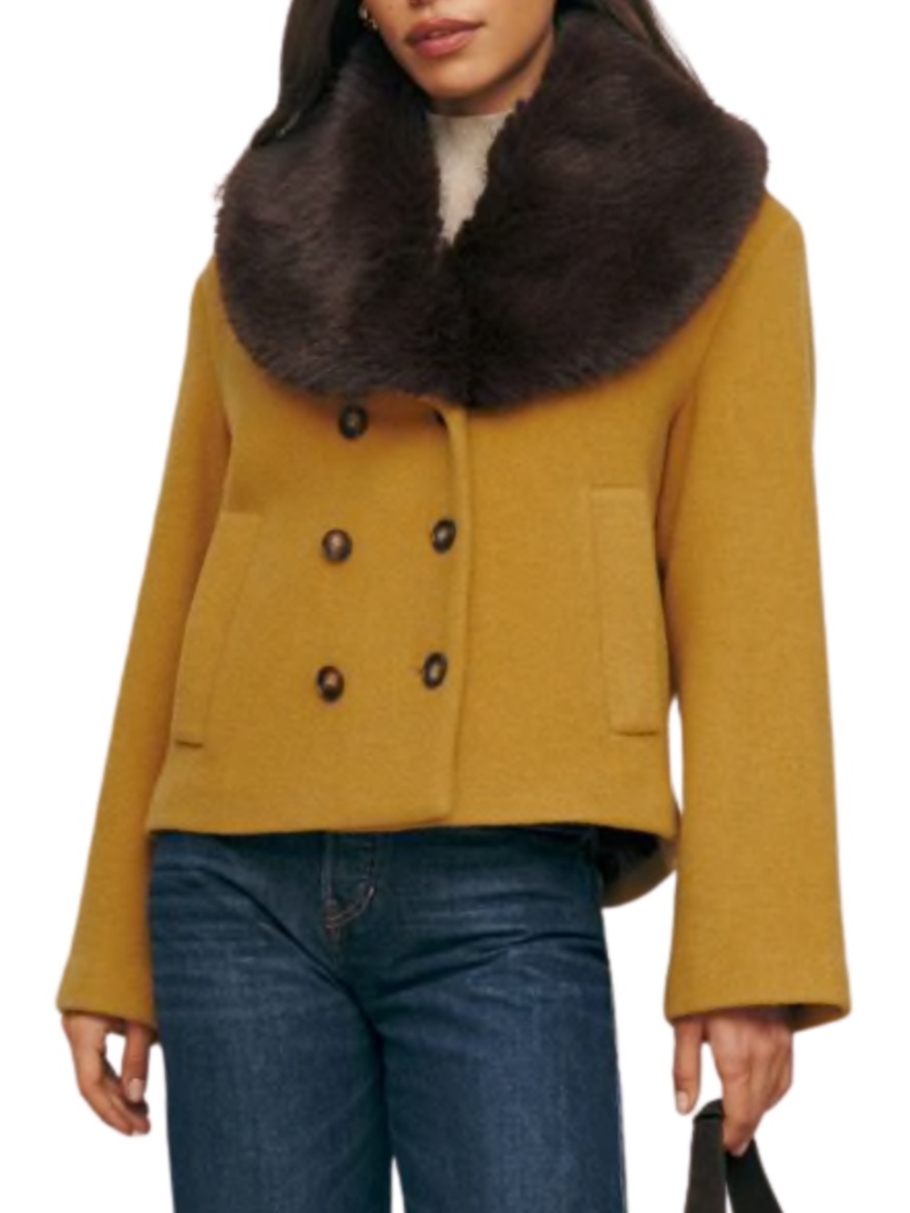 NEW Reformation Wool Blend Scarlet Jacket Mostarda XL